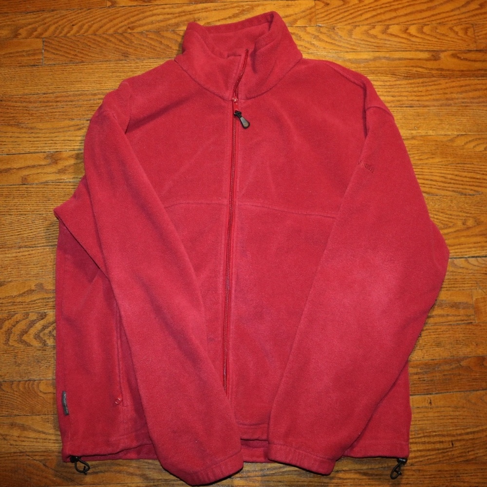 Columbia Mens Fleece Zip Up Sweater Coat Red XL - Picture 2 of 6